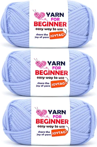 Vista 16 de Hilo de color morado amatista para tejer y tejer, hilo de algodón para tejer, fácil de tejer, para principiantes, con puntadas fáciles de ver