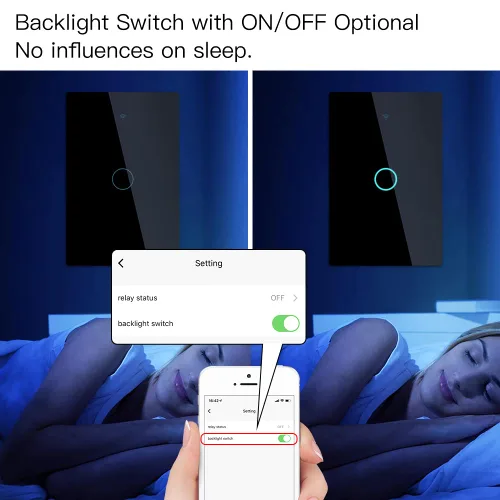 Vista 4 de MOES Smart switch táctil de cable único 2ª generación WiFi RF433, no necesita cable neutro, compatible con Smart Life/Tuya App, Alexa y Google Home