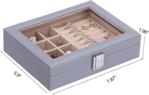 Vista 7 de BEWISHOME Soporte para anillos y organizador de aretes, organizador de almacenamiento de aretes para adolescentes y mujeres, bandejas organizadoras