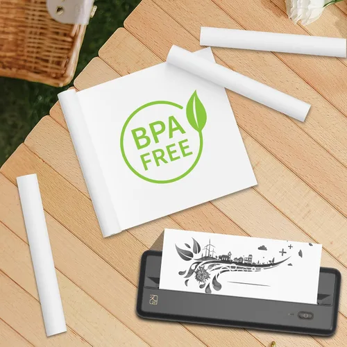 Vista 4 de 4 rollos de papel para impresora térmica de 8.5 x 11 pulgadas, tamaño carta de EE. UU., impresión duradera de alta eficiencia para fotos o trabajo