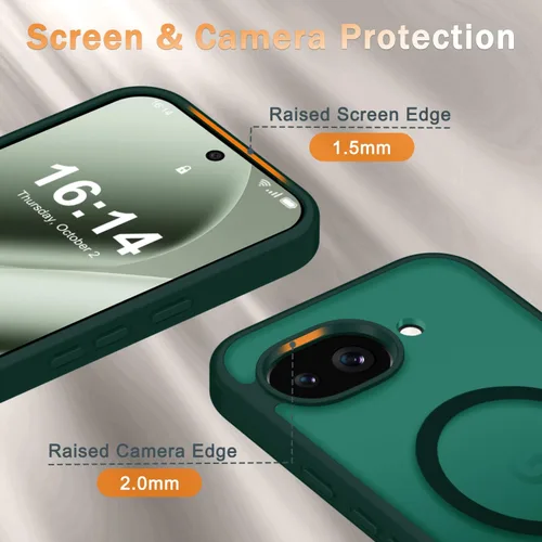 Vista 1643 de Funda para Google Pixel 10 Pro XL, cubierta magnética mate, color negro Fit for MagSafe, Screen Protector included, Shockproof Military Grade