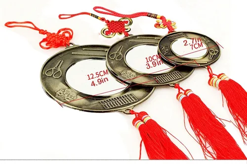 Vista 2 de Espejo chino de Feng Shui, espejo Bagua, espejo del zodiaco chino Bagua, espejo Feng Shui, espejo plano, colgante de decoración del hogar