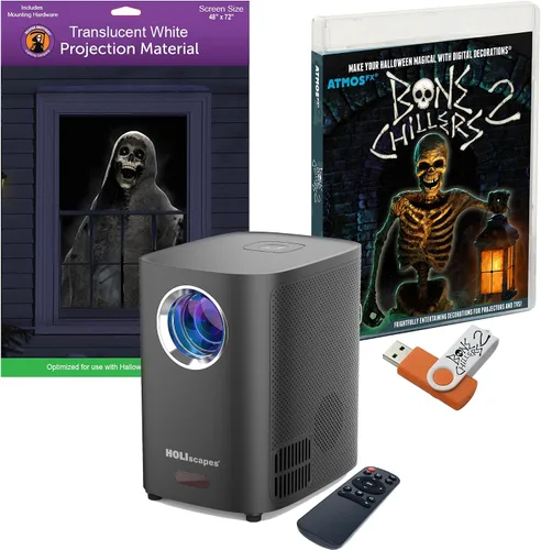 Vista 16 de HoliScapes® Kit de proyector USB - Taller de Santas + proyector + pantalla de proyección de 48 x 72 pulgadas