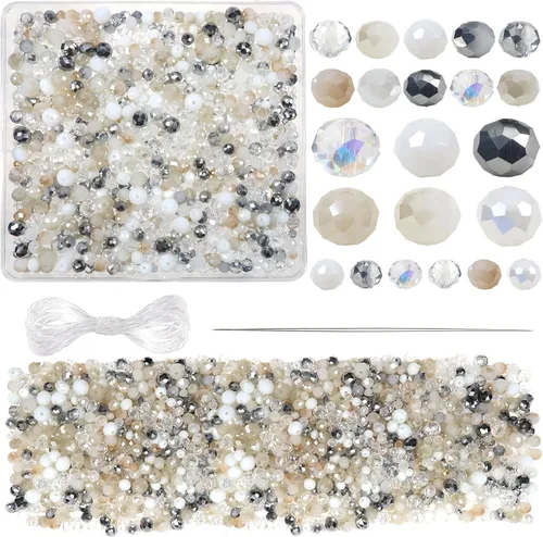 Vista 9 de TOAOB - 1000 cuentas facetadas de vidrio de 0.157 in, 0.236 in, 0.315 in, cuentas espaciadoras negras brillantes y Rondelle para manualidades