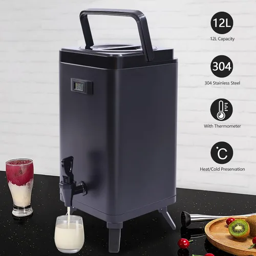 Vista 4 de Dispensador de bebidas aislado de acero inoxidable de 3.17 galones, dispensador de bebidas aislado cuadrado, dispensadores de bebidas frías