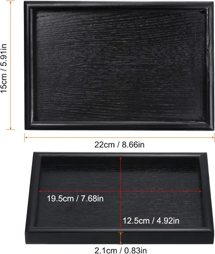 Vista 2 de PATIKIL Bandeja de madera para servir de 9 x 6 pulgadas, base exterior, bandeja decorativa rectangular para decoración del hogar, mesa de cocina