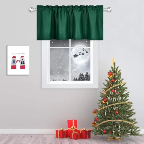 Vista 34 de DECOVSUN Cenefas Aqua para ventanas de cocina, con bolsillo para barra, opacas, con aislamiento térmico, 1 panel de 42 x 18 pulgadas