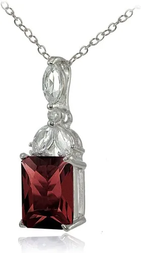 Vista 2 de Ice Gems Elección de plata de ley de piedras preciosas creadas o genuinas y topacio blanco corte esmeralda collar de gota
