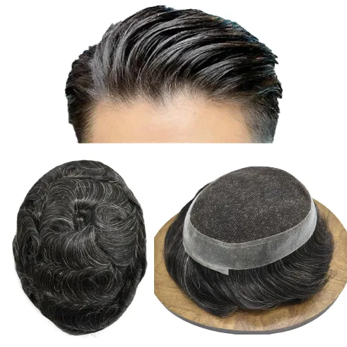 Vista 26 de Mens Toupee Hair Piece Real Cabello humano suave francés Encaje Toupee para hombres Sistema de reemplazo de cabello Hombres Hairpieces Hombres