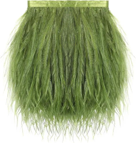 Vista 41 de SOGUGOM Adorno de Plumas de Avestruz Negro - 1.5 Capas 2 Yardas Plumas de 4 Pulgadas Adorno de Cintas con Flecos para Costura, Vestidos, Proyectos