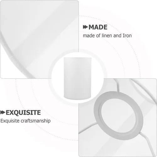 Vista 3 de Pantalla decorativa redonda para bombillas de lino y material, estructura simple para dormitorios y salas de estar, cubierta de lámpara de fácil