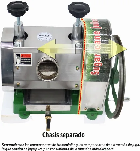 Vista 5 de Exprimidor manual de caña de azúcar 330LBS/H Extractor de jugo de caña de azúcar de entrada de 2.4 pulgadas, máquina de prensa de caña de azúcar