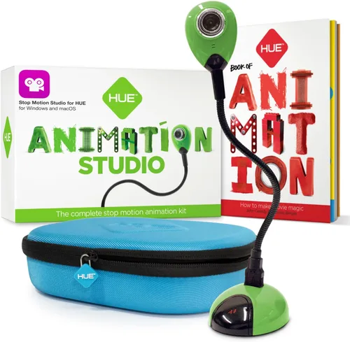 Vista 12 de HUE Animation Studio: Kit completo Stop Motion (cámara, software, libro) para Windows/macOS (negro) con estuche de transporte