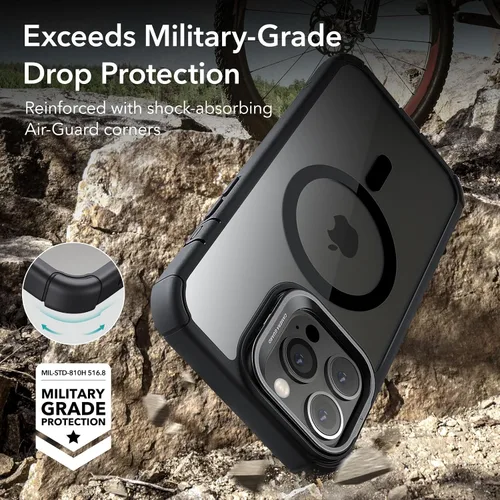 Vista 4 de ESR - Funda completa para iPhone 13 Pro Max, con soporte, MagSafe, a prueba de caídas de grado militar, protector de pantalla incorporado de vidrio