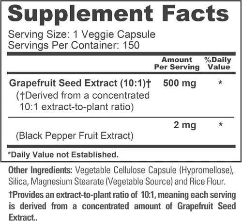 Vista 4 de NusaPure Extracto de pomelo, 500 mg, 150 cápsulas vegetales (sin OMG, vegano)