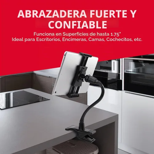 Vista 6 de Macally Soporte Ajustable de Cuello de Cisne para Tableta y Clip para Teléfono - Funciona con Teléfonos y Tabletas de hasta 8" - Soporte Flexible