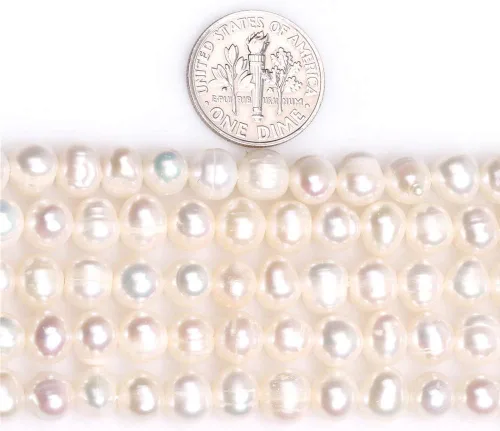 Vista 4 de JOE Foreman 67mm de agua dulce perla cultivada naturales Flat globular Loose Beads para joyas Wholesale Beads Blanco 15