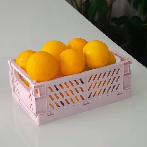 Vista 8 de monomono Paquete de 5 cestas de plástico para organizar, cajas plegables plegables para almacenamiento y organización, almacenamiento en el baño