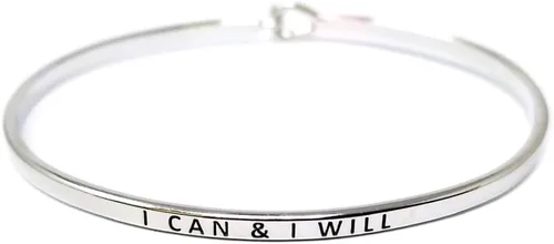 Vista 29 de By you - Brazalete con gancho, pulsera delgada grabada con un mensaje positivo e inspirador