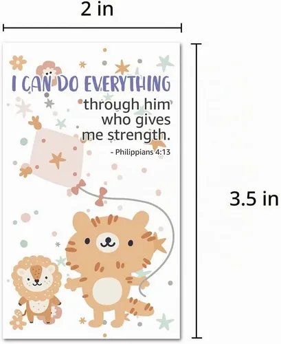Vista 2 de 60 mini tarjetas de oración con versículos bíblicos surtidos para estudios bíblicos infantiles, tarjetas de aliento para niños, regalos cristianos
