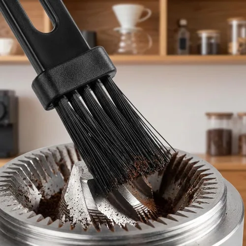 Vista 3 de Cuchara de café con cepillo para molinillo de espresso, 4 piezas, cepillo 2 en 1 para limpiar máquinas de café expreso y recoger polvo de té
