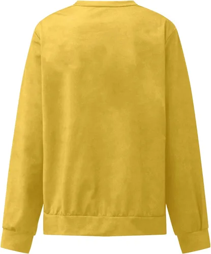 Vista 4 de Sudaderas de gran tamaño para mujer, talla grande, cuello redondo, manga larga, sin botones, ropa casual de otoño