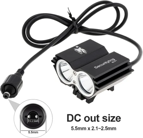 Vista 2 de SecurityIng Luz LED impermeable de 700 lúmenes para bicicleta, 4 modos, lámpara de bicicleta súper brillante + batería recargable de 8.4 V +