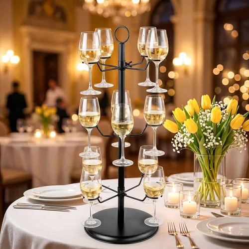 Vista 7 de Champagne Tower - Vajilla para árbol de cóctel, 3 niveles y 12 soportes