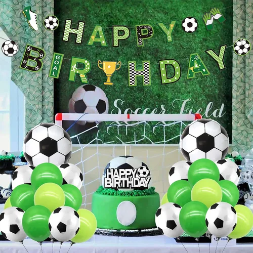 Vista 5 de Decoraciones de fiesta de cumpleaños de fútbol, globos de fútbol para hombres y niños, fiesta de cumpleaños deportiva, fiesta temática de fútbol