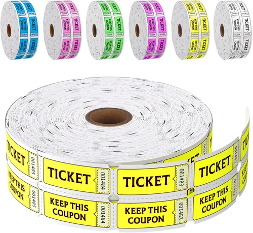 Vista 7 de Boletos para rifas de doble rollo 8000 boletos 50/50 para eventos, entrada, premio de clase, recaudación de fondos y premios
