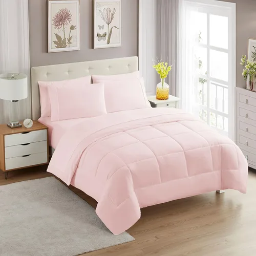 Vista 82 de Sweet Home Collection Juego de edredón de 7 piezas de color sólido para todas las estaciones, manta alternativa de plumón suave y lujosas sábanas