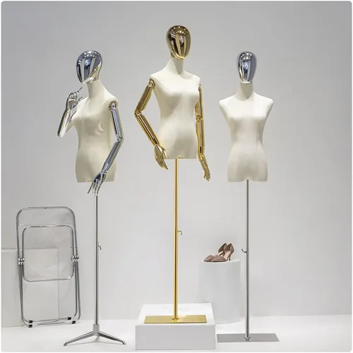 Vista 2 de Adjustable Medium Female Dress Form Mannequin Torso with Tripod, Detachable Arms & Head for Clothing, Jewelry Display & Sewing - Electroplated
