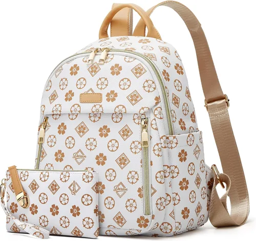 Vista 41 de Makes - Bolso tipo mochila para mujer, de piel sintética, bolso de viaje con diseño convertible a cartera, 12 pulg., Mochilas de viaje