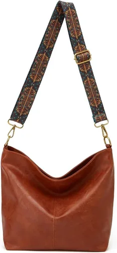 Vista 4 de Bolso Hobo para mujer, bolso cruzado grande de diseñador para mujer, bolso de hombro de piel sintética con correa ancha para el hombro