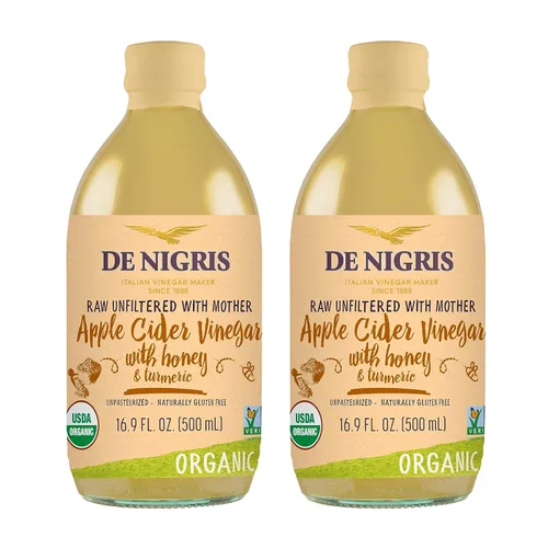 Vista 15 de De Nigris Vinagre de sidra de manzana orgánico crudo y sin filtrar 16,9 oz
