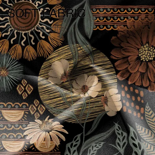 Vista 3 de Cortina de Ducha Floral Bohemia Negra Flores de Mediados de Siglo Botánica Moderna Elegante Estética Cortina de Ducha para Decoración de Baño