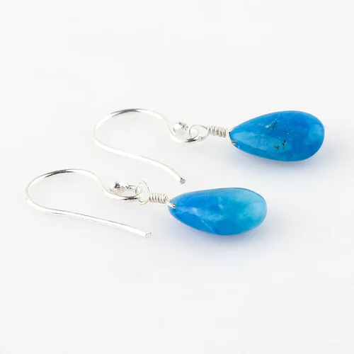 Vista 90 de Aretes de aro de cristal afganita natural Piedras afganas de alto grado Aretes chapados en plata Gota lisa Joyas de piedras preciosas hechas
