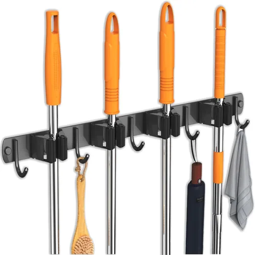 Vista 11 de CUXIXA Paquete de 2 Soportes de Pared para Trapeador y Escoba, Soporte Colgante de Pared Antideslizante para Escoba, Organizador de Trapeador