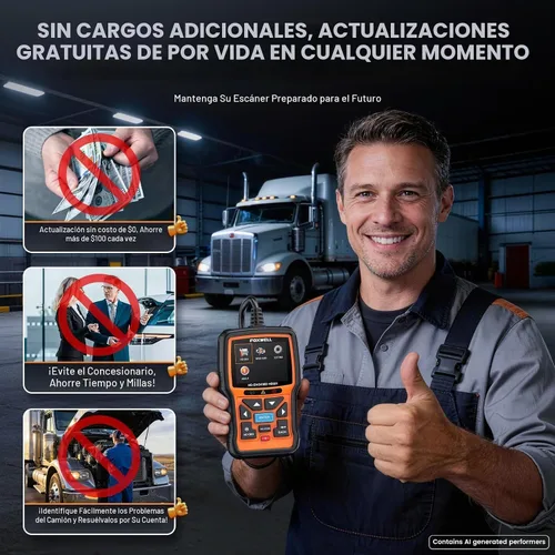 Vista 6 de FOXWELL Escáner de camión resistente HD301, herramienta de escaneo diesel de sistema completo con 6/9/16 pines, lector de código 2 en 1