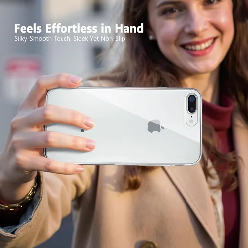 Vista 7 de FanTEK Compatible con iPhone 7 Plus, iPhone 8 Plus de 5.5 pulgadas, fundas de teléfono TPU de cristal transparente suave