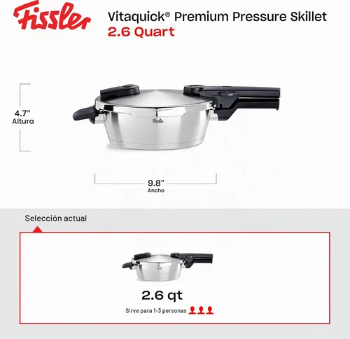 Vista 2 de Fissler Vitaquick Premium - Sartén a presión, 2.6 cuartos de galón
