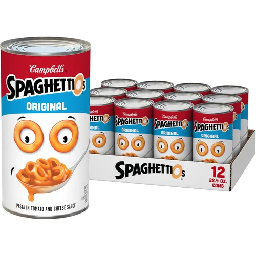 Vista 14 de SpaghettiOs Pasta enlatada con albóndigas A to Z's, lata de 15.6 onzas