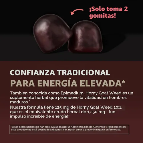 Vista 5 de Horny Goat Weed Gummies con vitamina B12, sabor a frambuesa, 30