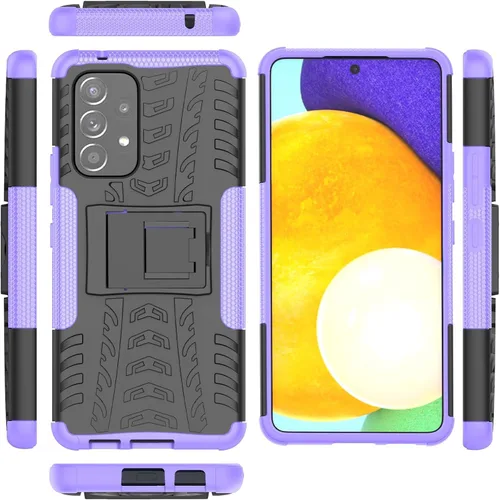 Vista 3 de Asuwish Funda para teléfono Samsung Galaxy A53 5G con protector de pantalla de vidrio templado y soporte delgado, híbrida, resistente, funda