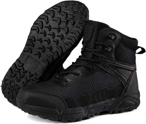 Vista 2 de Kervaky Botas tácticas militares para hombre, ligeras, transpirables, impermeables, para senderismo, botas de combate, botas de trabajo