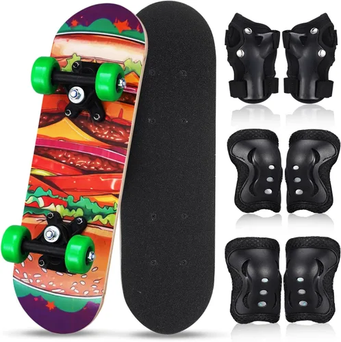 Vista 29 de Honoson Juego de 7 piezas de rodilleras, coderas y muñequeras para patinetas para principiantes y niños pequeños