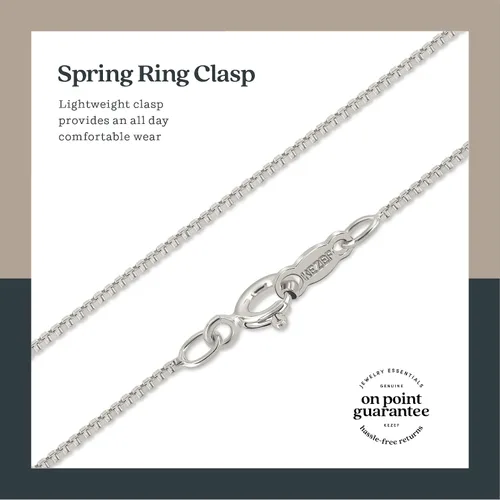 Vista 4 de KEZEF Sterling Silver Italian Box Chain Necklace for Women, Girls and Men Thin and Strong 0.7mm Solid 925 Silver Necklace with Spring Ring Clasp