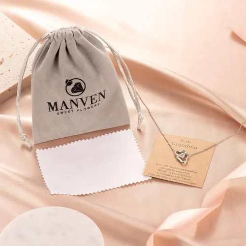 Vista 6 de MANVEN Regalos para abuela, collar de corazón entrelazado, regalos de cumpleaños para abuela de nieta