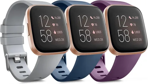 Vista 21 de PAQUETE DE 3 Bandas de Silicona Suave Compatibles con Fitbit Versa Bandas Deportivas Ajustables para Mujeres y Hombres Tallas Pequeña y Grande