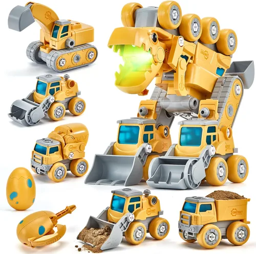 Vista 11 de CubicFun - Juguete de robot-vehículo para desmontar, 5 en 1, juguetes de construcción para niños de 5 años, multicolor 5 in 1 Take Apart Trucks